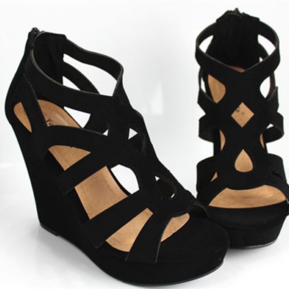 TOP Moda Shoes - NEW TOP MODA Black Strappy Platform Wedge Sandals